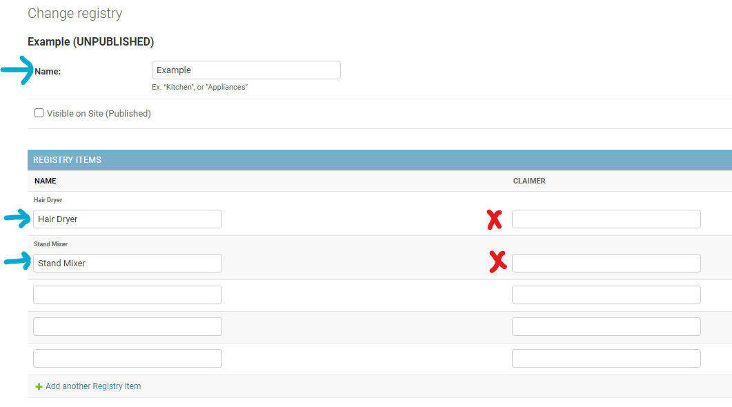 Registry Form